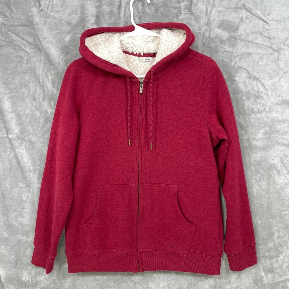 L.L. Bean Hoodie Women's Small‎ Full Zip Pink Fleece Sherpa Lined Heavyweight